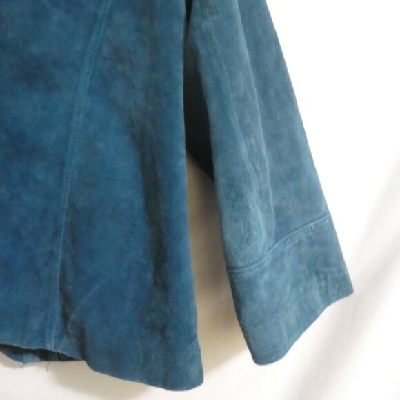 CHICO'S | size 2 | Blue Suede Button-Up Front Jacket - Picture 13 of 14